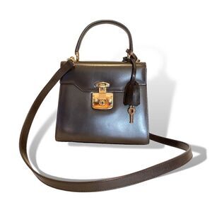 GUCCI Lady Lock Leather 2-Way Vintage Handbag